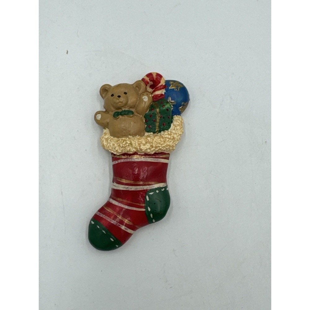 Christmas Pin Full Stockings Toys Teddy Bear